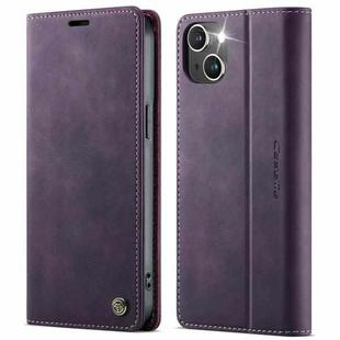 For iPhone 13 CaseMe 033 Calf Leather Lining Microfibre RFID Blocking Phone Case(Purple)