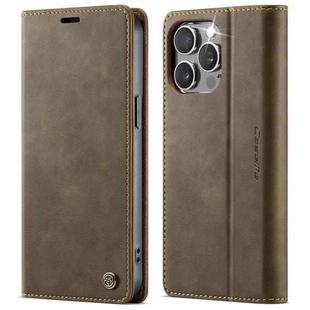 For iPhone 13 Pro CaseMe 033 Calf Leather Lining Microfibre RFID Blocking Phone Case(Coffee)