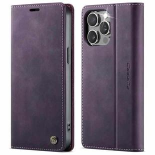 For iPhone 13 Pro CaseMe 033 Calf Leather Lining Microfibre RFID Blocking Phone Case(Purple)