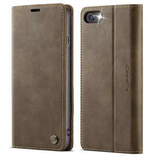 For iPhone SE 2022 / 8 / 7 CaseMe 033 Calf Leather Lining Microfibre RFID Blocking Phone Case(Coffee)