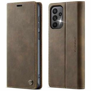For Samsung Galaxy A23 / M23 CaseMe 033 Calf Leather Lining Microfibre RFID Blocking Phone Case(Coffee)