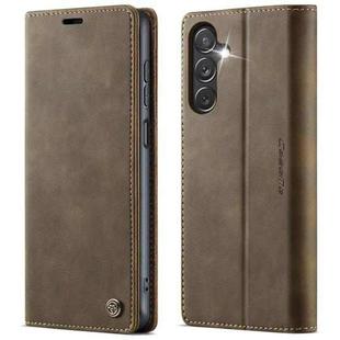 For Samsung Galaxy A24 4G CaseMe 033 Calf Leather Lining Microfibre RFID Blocking Phone Case(Coffee)