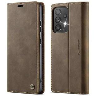 For Samsung Galaxy A33 5G CaseMe 033 Calf Leather Lining Microfibre RFID Blocking Phone Case(Coffee)