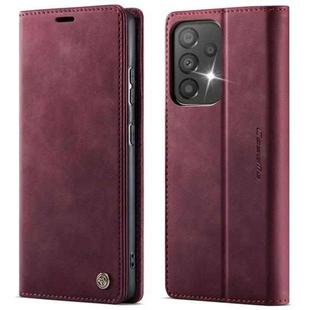 For Samsung Galaxy A33 5G CaseMe 033 Calf Leather Lining Microfibre RFID Blocking Phone Case(Red)