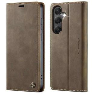 For Samsung Galaxy A34 5G CaseMe 033 Calf Leather Lining Microfibre RFID Blocking Phone Case(Coffee)