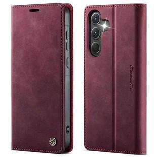 For Samsung Galaxy A35 5G CaseMe 033 Calf Leather Lining Microfibre RFID Blocking Phone Case(Red)