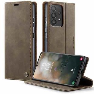 For Samsung Galaxy A33 5G CaseMe 033 Calf Leather Lining Microfibre RFID Blocking Phone Case(Coffee)
