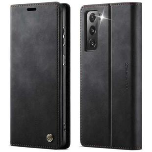 For Samsung Galaxy S21+ 5G CaseMe 033 Calf Leather Lining Microfibre RFID Blocking Phone Case(Black)