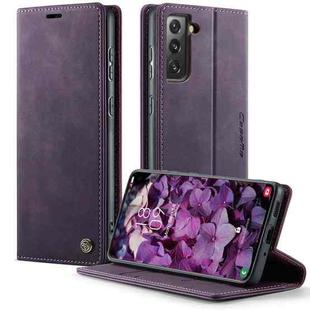 For Samsung Galaxy S21 5G CaseMe 033 Calf Leather Lining Microfibre RFID Blocking Phone Case(Purple)