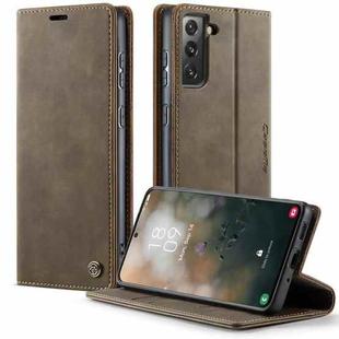 For Samsung Galaxy S21+ 5G CaseMe 033 Calf Leather Lining Microfibre RFID Blocking Phone Case(Coffee)