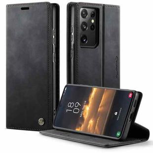 For Samsung Galaxy S21 Ultra 5G CaseMe 033 Calf Leather Lining Microfibre RFID Blocking Phone Case(Black)