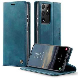 For Samsung Galaxy S21 Ultra 5G CaseMe 033 Calf Leather Lining Microfibre RFID Blocking Phone Case(Green)