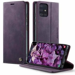 For Samsung Galaxy A51 CaseMe 033 Calf Leather Lining Microfibre RFID Blocking Phone Case(Purple)