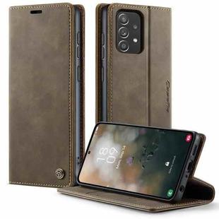 For Samsung Galaxy A52/A52S 5G CaseMe 033 Calf Leather Lining Microfibre RFID Blocking Phone Case(Coffee)