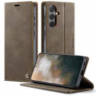 For Samsung Galaxy A55 CaseMe 033 Calf Leather Lining Microfibre RFID Blocking Phone Case(Coffee)