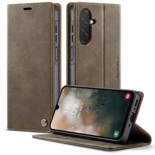 For Samsung Galaxy A26 CaseMe 033 Calf Leather Lining Microfibre RFID Blocking Phone Case(Coffee)