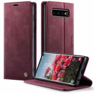 For Samsung Galaxy S10 CaseMe 033 Calf Leather Lining Microfibre RFID Blocking Phone Case(Red)