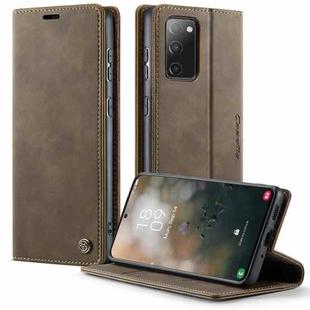 For Samsung Galaxy S20 FE CaseMe 033 Calf Leather Lining Microfibre RFID Blocking Phone Case(Coffee)