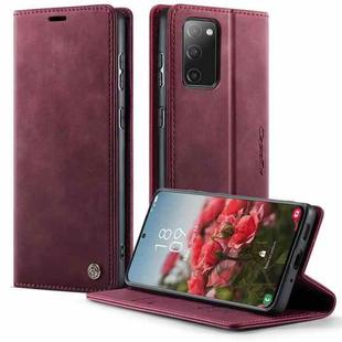 For Samsung Galaxy S20 FE CaseMe 033 Calf Leather Lining Microfibre RFID Blocking Phone Case(Red)