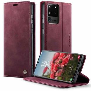 For Samsung Galaxy S20 Ultra CaseMe 033 Calf Leather Lining Microfibre RFID Blocking Phone Case(Red)