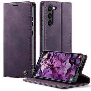 For Samsung Galaxy S23 5G CaseMe 033 Calf Leather Lining Microfibre RFID Blocking Phone Case(Purple)