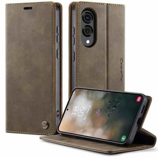 For Samsung Galaxy S25 Edge CaseMe 033 Calf Leather Lining Microfibre RFID Blocking Phone Case(Coffee)