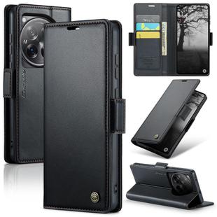 For OnePlus 12 CaseMe 023 Butterfly Buckle Litchi Texture RFID Anti-theft Leather Phone Case(Black)