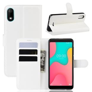 Litchi Texture Horizontal Flip Leather Case for Wiko Y60, with Wallet & Holder & Card Slots(white)