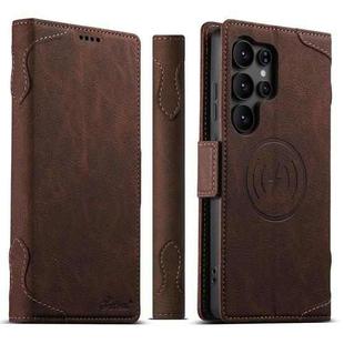 For Samsung Galaxy S25 Ultra 5G SUTENI J07 Multifunctional Horizontal Flip Magsafe Leather Phone Case(Brown)
