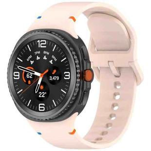 For Samsung Galaxy Watch8 40 / 44mm Stitched Solid Color Silicone Watch Band, Size:S(Pink)