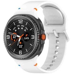 For Samsung Galaxy Watch8 40 / 44mm Stitched Solid Color Silicone Watch Band, Size:M(White)