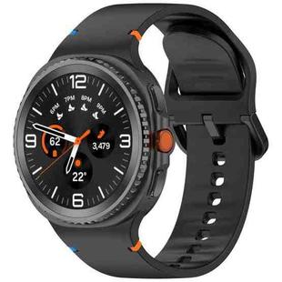 For Samsung Galaxy Watch8 40 / 44mm Stitched Solid Color Silicone Watch Band, Size:M(Black)