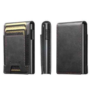 The Suteni oil wax pattern button automatically pops out the elastic band card box(Black)