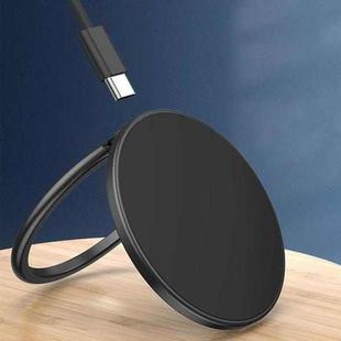 Ring Bracket Magnetic Wireless Fast Charger 15W Aluminum Alloy Stand(Black)