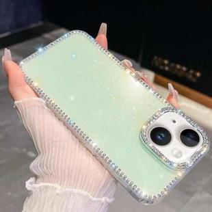 For iPhone 13 Rhinestone Glitter TPU 4-corners Anti-fall Phone Case(Light Green)