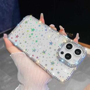 For iPhone 15 Pro Rhinestone Glitter TPU 4-corners Anti-fall Phone Case(Transparent Stars)