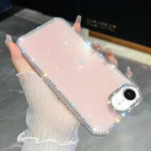 For iPhone 16e Rhinestone Glitter TPU 4-corners Anti-fall Phone Case(Light Pink)