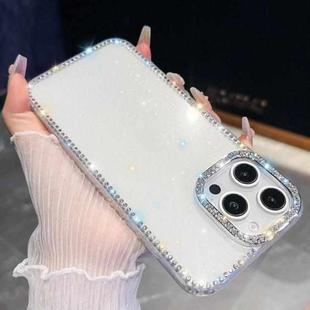 For iPhone 16 Pro Max Rhinestone Glitter TPU 4-corners Anti-fall Phone Case(White)