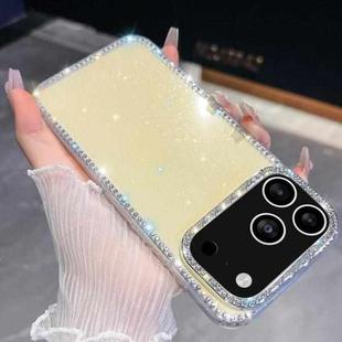 For iPhone 17 Pro Max Rhinestone Glitter TPU 4-corners Anti-fall Phone Case(Light Yellow)