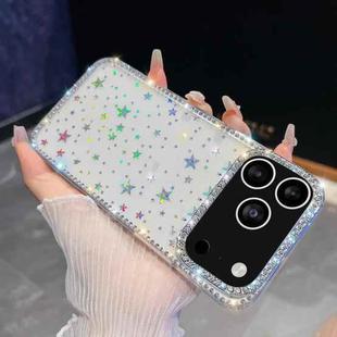For iPhone 17 Pro Max Rhinestone Glitter TPU 4-corners Anti-fall Phone Case(Transparent Stars)