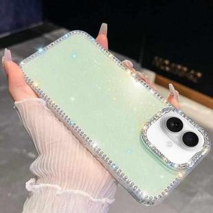 For iPhone 17 Rhinestone Glitter TPU 4-corners Anti-fall Phone Case(Light Green)