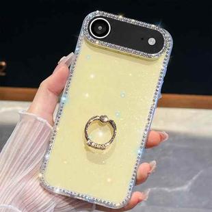 For iPhone 17 Air Rhinestone Glitter TPU Ring Holder Anti-fall Phone Case(Light Yellow)