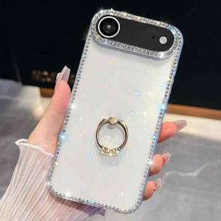 For iPhone 17 Air Rhinestone Glitter TPU Ring Holder Anti-fall Phone Case(Transparent)