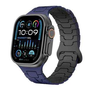 For Apple Watch 46mm / 49mm / 45mm / 44mm Steel Dragon Scale Magnetic Silicone Watch Band(Navy Blue Midnight Black)