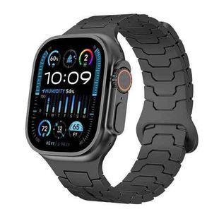 For Apple Watch 46mm / 49mm / 45mm / 44mm Steel Dragon Scale Magnetic Silicone Watch Band(Midnight Black)