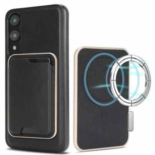 For Samsung Galaxy S25 Edge 5G Kalebol Slim Magnetic Ring Card Bag Leather Phone Case(Black)