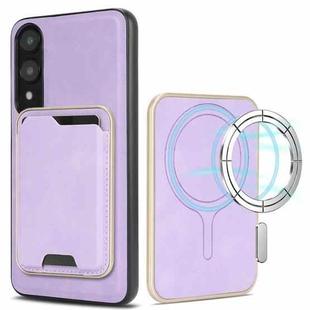 For Samsung Galaxy S25 Edge 5G Kalebol Slim Magnetic Ring Card Bag Leather Phone Case(Purple)