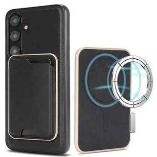 For Samsung Galaxy S25+ 5G Kalebol Slim Magnetic Ring Card Bag Leather Phone Case(Black)