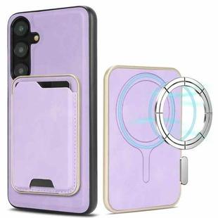 For Samsung Galaxy S24 5G Kalebol Slim Magnetic Ring Card Bag Leather Phone Case(Purple)