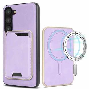 For Samsung Galaxy S23+ 5G Kalebol Slim MagSafe Ring Magnetic Card Bag Leather Phone Case(Purple)